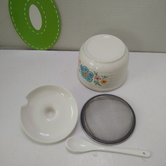 Ceramic Bacon Grease Container with Strainer,Grease Container for Kitchen 17oz - Picture 2 of 7